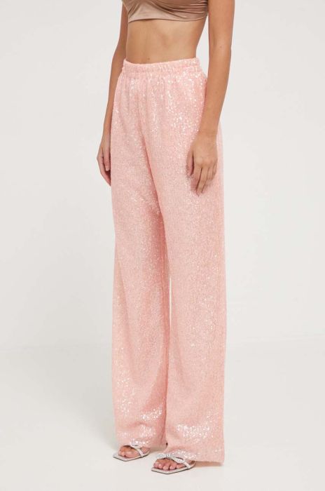 Штани Stine Goya жіночі колір рожевий широке висока посадка