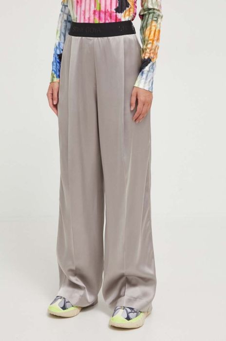 Штани Stine Goya жіночі колір сірий широке висока посадка