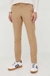 Штани BOSS чоловічі колір бежевий облягаюче (3482632)