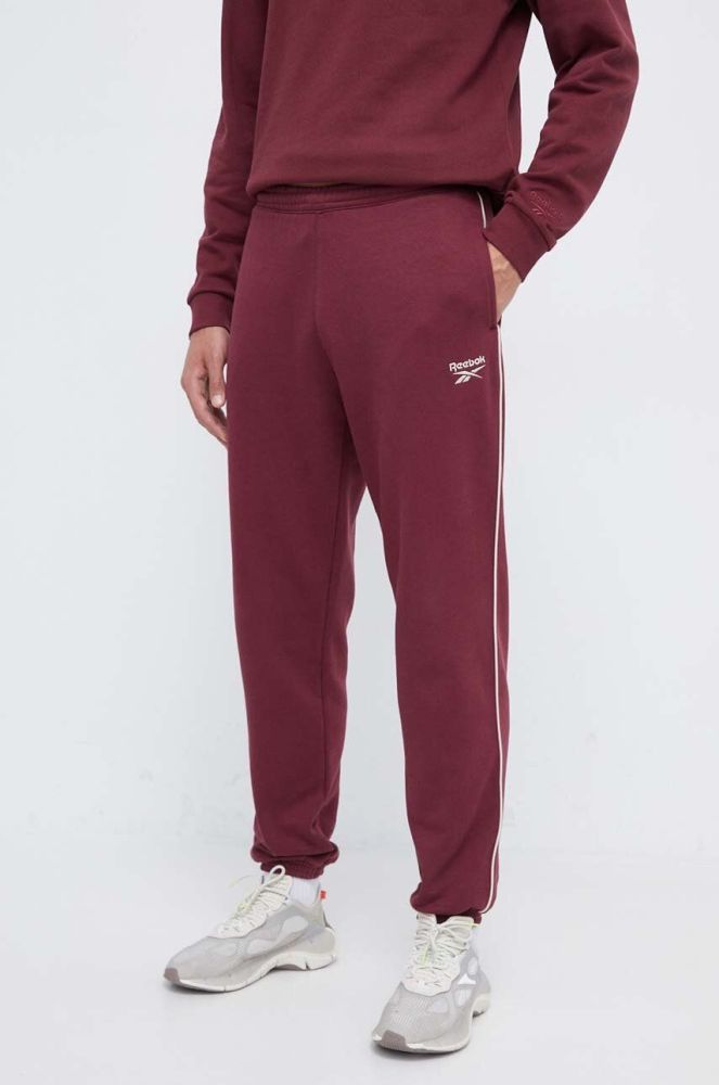 Спортивні штани Reebok колір бордовий однотонні (3555142)