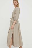 Сукня з домішкою льону Bruuns Bazaar Lavatera Hania колір бежевий maxi розкльошена