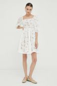 Сукня з домішкою льону Bruuns Bazaar колір білий mini розкльошена (3299460)