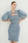 Льняна сукня R?sum? mini облягаюча колір блакитний
