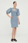 Льняна сукня R?sum? mini облягаюча колір блакитний
