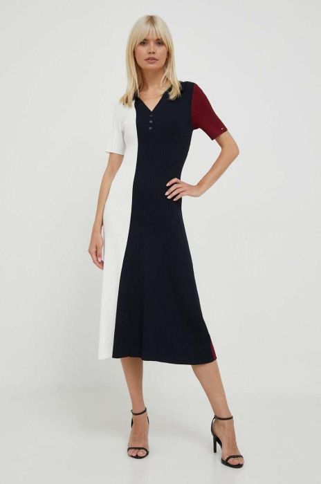 Сукня Tommy Hilfiger midi облягаюча колір барвистий