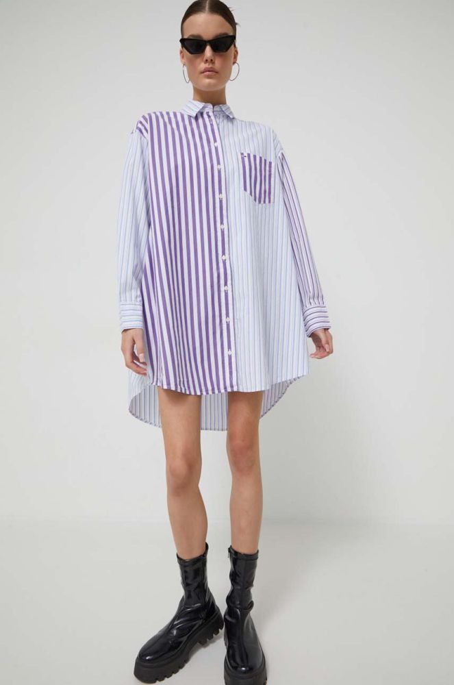 Бавовняна сукня Tommy Jeans колір фіолетовий mini oversize