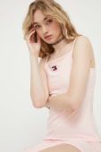 Сукня Tommy Jeans колір рожевий midi облягаюча