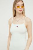 Сукня Tommy Jeans колір зелений midi облягаюча