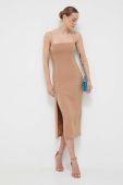 Сукня Bardot колір бежевий midi облягаюча (3404561)