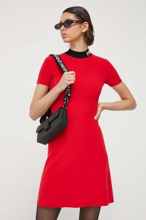 Сукня HUGO колір червоний mini розкльошена