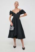 Сукня Pinko колір чорний midi розкльошена (3582904)
