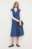 Джинсова сукня Weekend Max Mara колір синій midi розкльошена