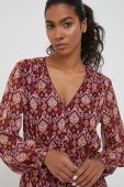 Сукня Pepe Jeans колір бордовий midi розкльошена (3404614)
