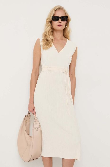 Сукня Max Mara Leisure колір бежевий midi розкльошена (3410304)