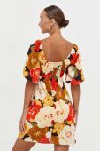 Бавовняна сукня Billabong mini розкльошена колір барвистий