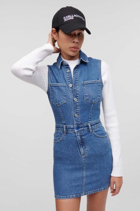 Джинсова сукня Karl Lagerfeld Jeans mini розкльошена колір блакитний (3351827)