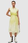 Сукня AllSaints колір жовтий midi розкльошена