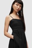 Бавовняна сукня AllSaints колір чорний midi розкльошена
