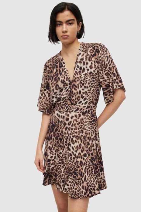 Сукня AllSaints колір коричневий mini облягаюча