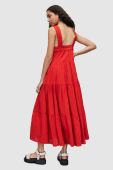 Бавовняна сукня AllSaints колір червоний maxi розкльошена