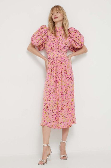 Сукня Rotate колір рожевий maxi розкльошена (3416405)