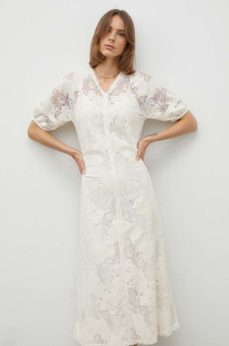 Сукня Day Birger et Mikkelsen колір бежевий midi розкльошена