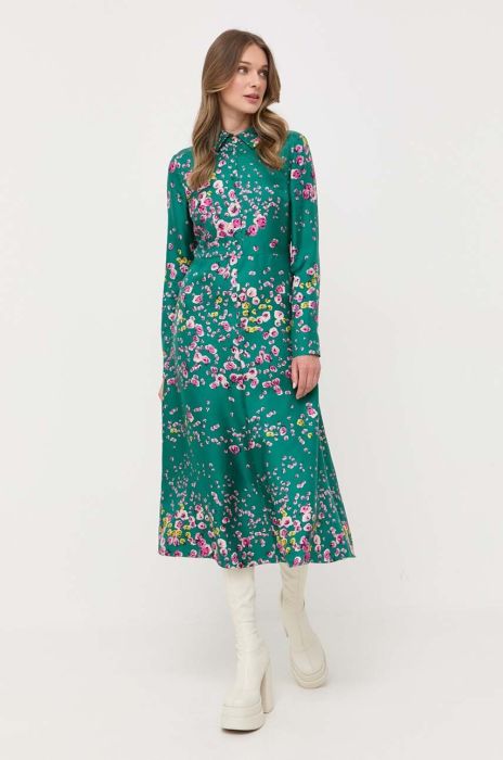 Шовкова сукня Red Valentino колір зелений midi розкльошена