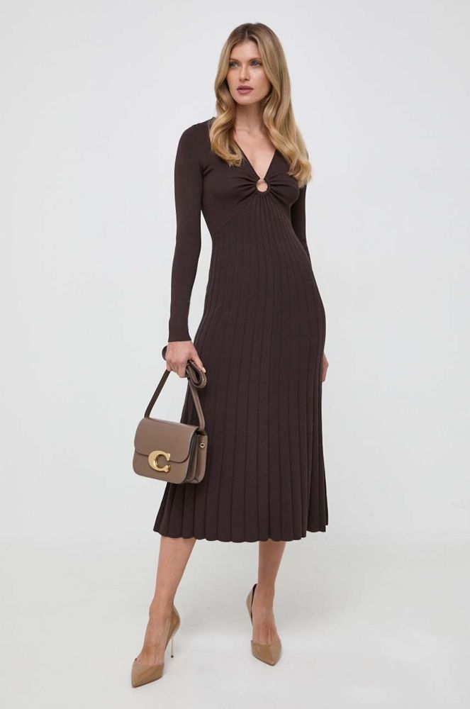 Сукня MICHAEL Michael Kors колір коричневий midi розкльошена