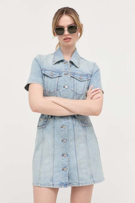 Джинсова сукня Miss Sixty mini пряма колір блакитний