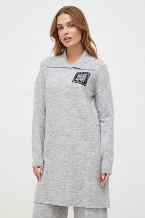 Сукня з домішкою вовни Liu Jo колір сірий mini oversize