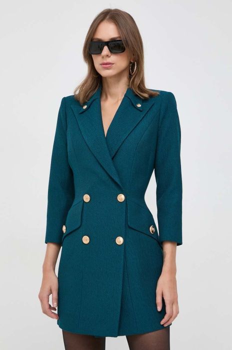 Сукня з домішкою вовни Elisabetta Franchi колір бірюзовий mini облягаюча