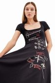 Сукня Desigual колір чорний midi розкльошена (3421753)