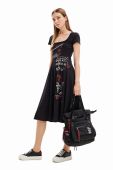 Сукня Desigual колір чорний midi розкльошена (3421753)