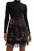 Сукня Desigual колір чорний mini розкльошена (3564712)