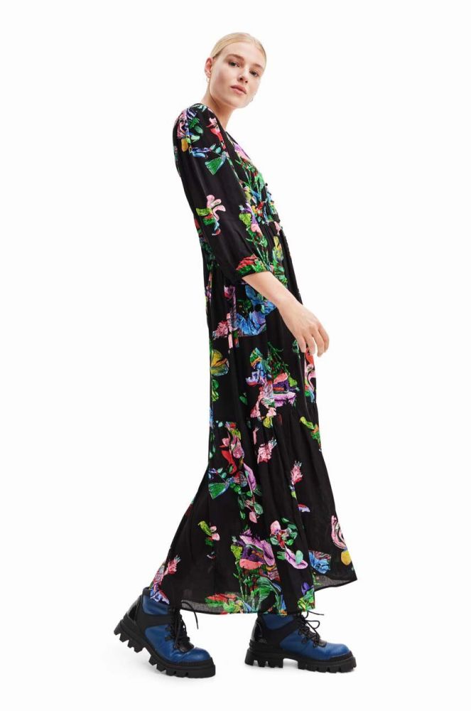 Сукня Desigual колір чорний maxi розкльошена (3482731)