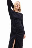 Сукня Desigual 23WWVWA0 WOMAN WOVEN DRESS LONG SLEEVE колір чорний midi облягаюча