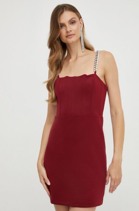 Сукня Guess колір бордовий mini розкльошена (3547611)