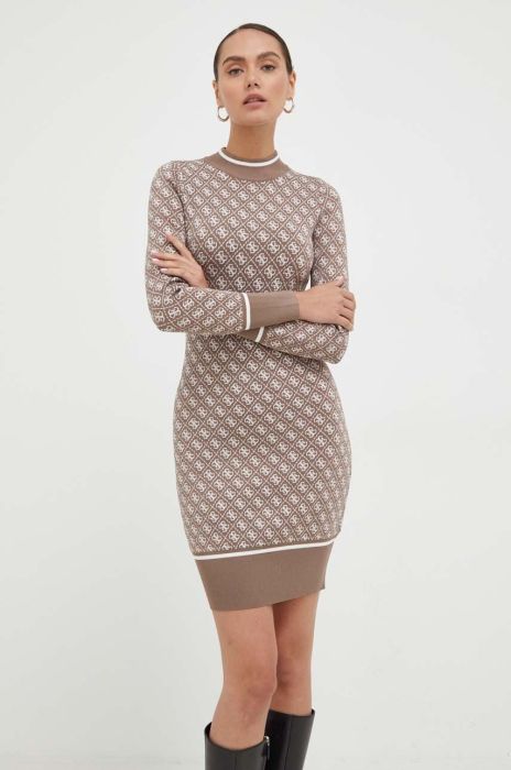 Сукня Guess колір бежевий mini облягаюча (3598604)