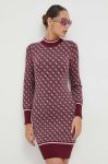 Сукня Guess колір бордовий mini облягаюча (3598609)