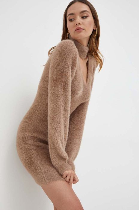 Сукня Guess колір коричневий mini облягаюча (3606237)