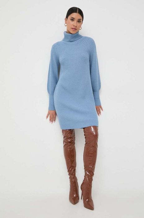 Вовняна сукня Luisa Spagnoli mini пряма колір блакитний