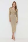 Сукня Luisa Spagnoli колір бежевий midi облягаюча