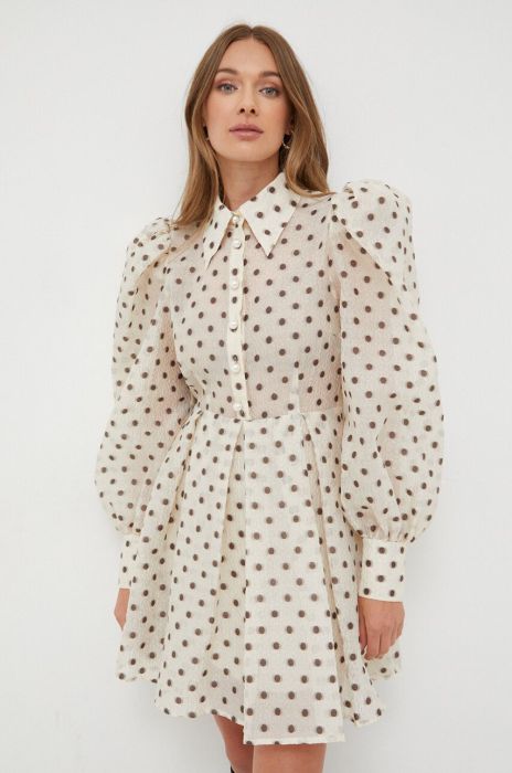 Сукня Custommade колір бежевий mini розкльошена (3657635)