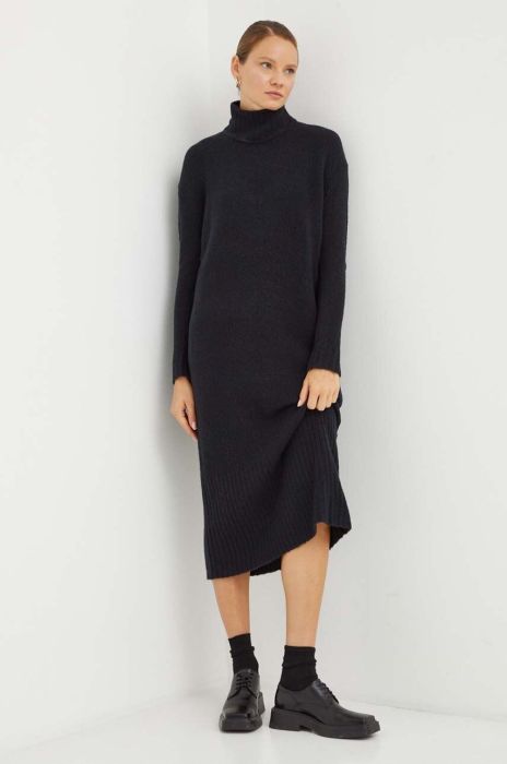 Сукня з домішкою вовни American Vintage колір чорний midi пряма
