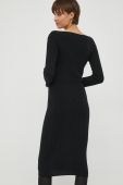 Вовняна сукня United Colors of Benetton колір чорний midi облягаюча