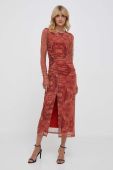 Сукня Sisley колір помаранчевий midi облягаюча (3447319)