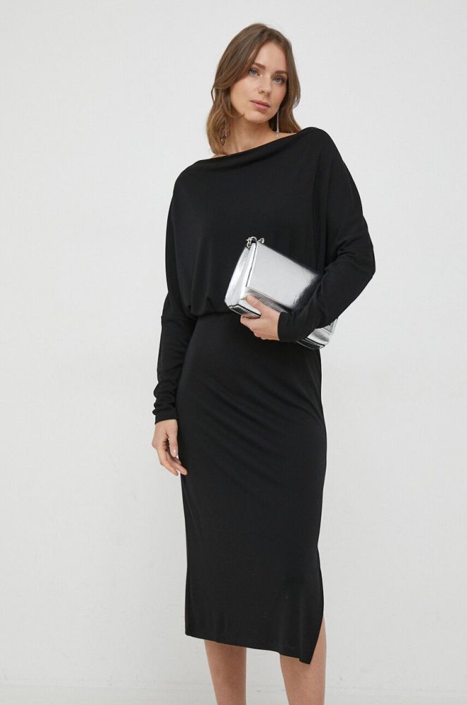 Сукня Sisley колір чорний midi oversize