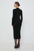 Сукня з домішкою вовни BOSS колір чорний midi облягаюча