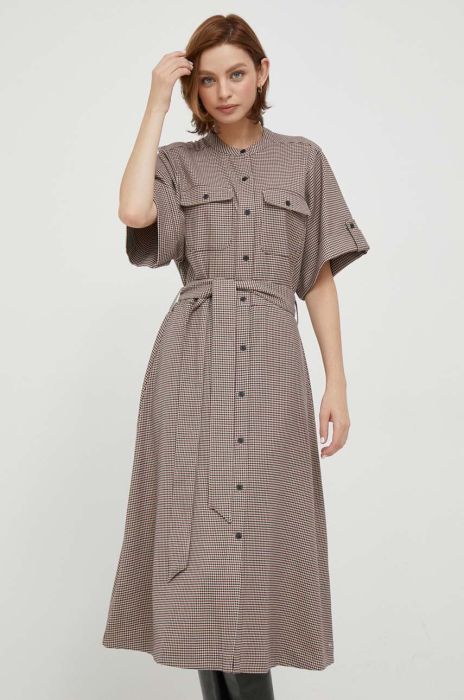 Сукня Tommy Hilfiger колір бежевий midi розкльошена (3598623)