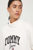 Бавовняна сукня Tommy Jeans колір бежевий mini oversize